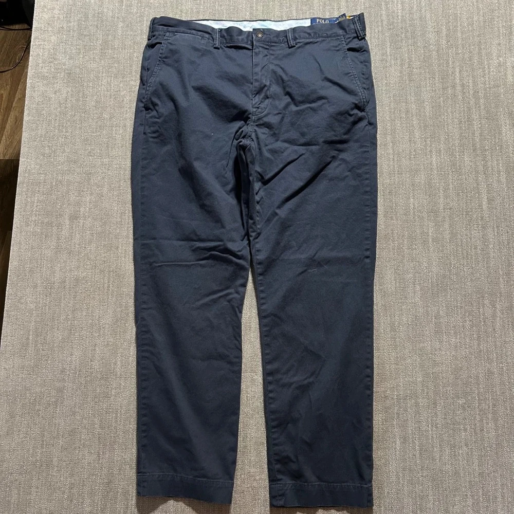 Polo Ralph Lauren Chino Pants Mens 36x30 Navy Blue Stretch Straight Fit Trousers